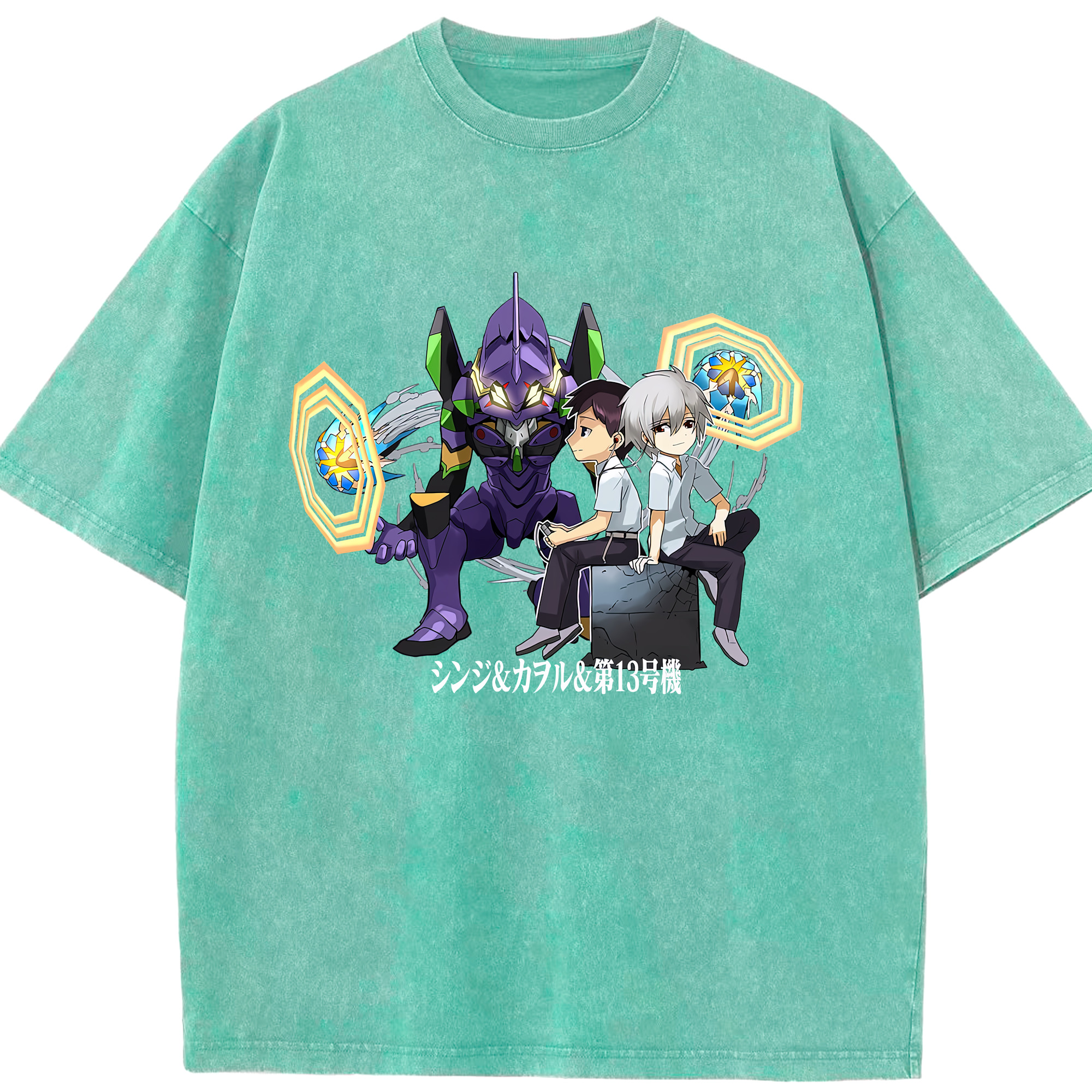（画像用） EVA 新世紀エヴァンゲリオン 綿100% ヴィンテージ風 半袖Tシャツ（フロントプリント）